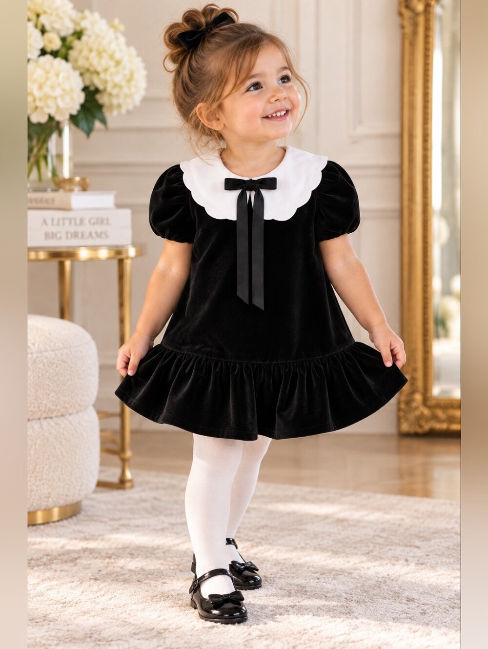 PHI CLOTHING "Lila" Black Velvet Dress 2T